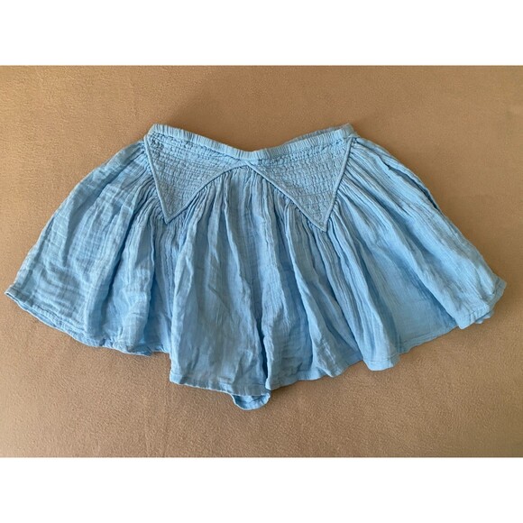 FREE PEOPLE Mini Gauze Pull On Shorts with Pockets, Medium, 100% Cotton, Blue - Picture 3 of 11